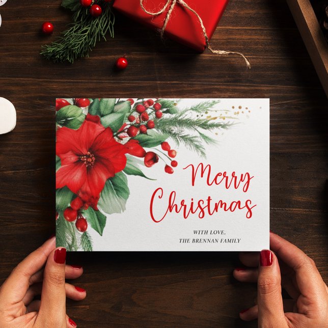 Cartes Pour Fêtes Annuelles Joyeux Noël Botanique Verdure (Merry Christmas Botanical Greenery Holiday Card)