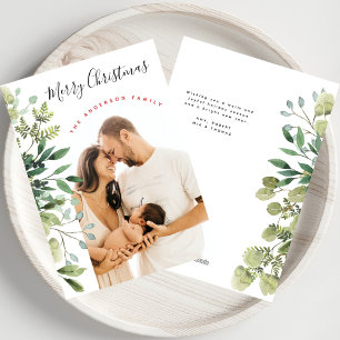 Cartes Pour Fêtes Annuelles Joyeux Noël Botaniques d'hiver Elégante photo