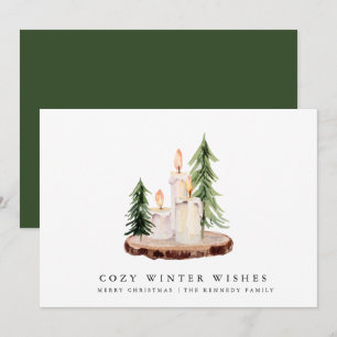 Cartes Pour Fêtes Annuelles Joyeux Noël   Bougies rustiques Pine Trees