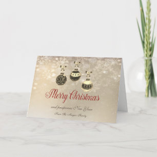 Cartes Pour Fêtes Annuelles Joyeux Noël, boules de Noël, flocons de neige