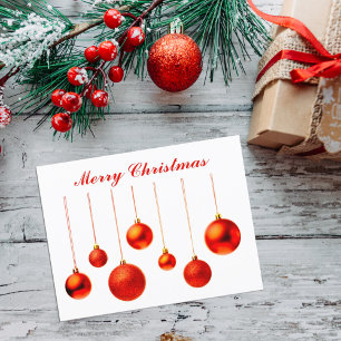Cartes Pour Fêtes Annuelles Joyeux Noël Boules Rouges décoration avec texte