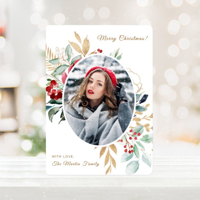 Cartes Pour Fêtes Annuelles Joyeux Noël Bouquet d'hiver Photo (Créateur téléchargé)