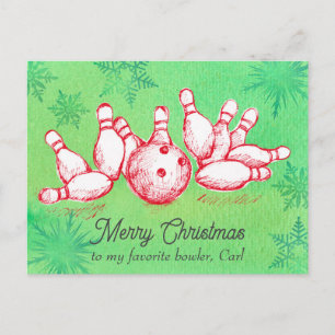 Cartes Pour Fêtes Annuelles Joyeux Noël Bowling Pins de balle personnalisée