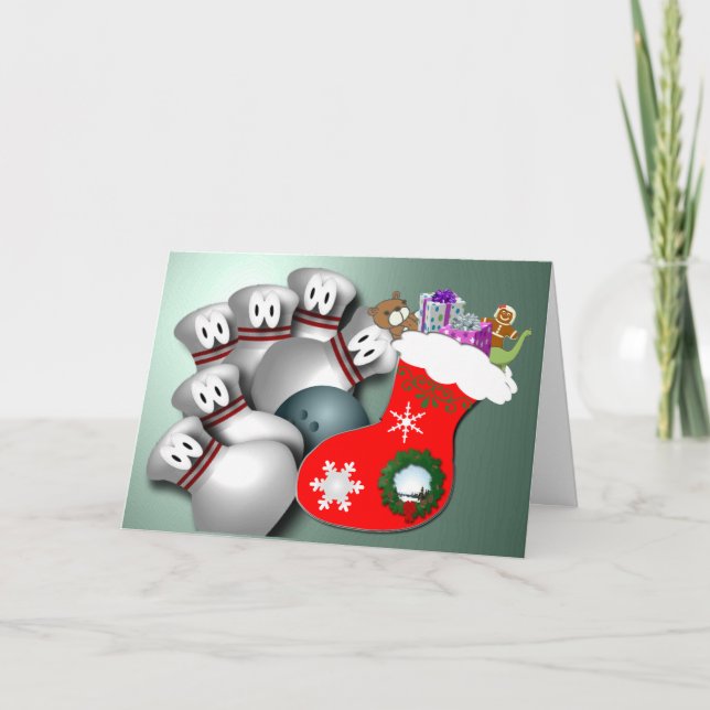 Cartes Pour Fêtes Annuelles Joyeux Noël Bowling Salutations (Devant)