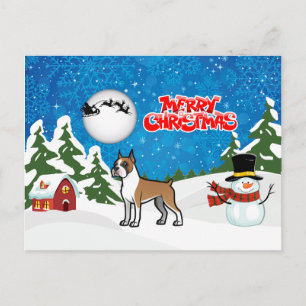 Cartes Pour Fêtes Annuelles Joyeux Noël Boxe Avec Un Snowman Et Père Noël