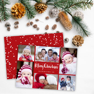 Cartes Pour Fêtes Annuelles Joyeux Noël Brosse Script Photo moderne Collage