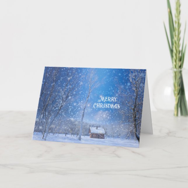 Cartes Pour Fêtes Annuelles Joyeux Noël Cabine neigeux en solitude hivernale (Devant)