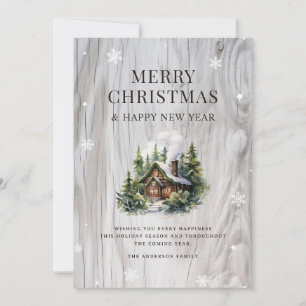 Cartes Pour Fêtes Annuelles Joyeux Noël Cabine Russe Bois Snowflake