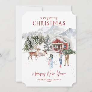 Cartes Pour Fêtes Annuelles Joyeux Noël   Cabine rustique cosy