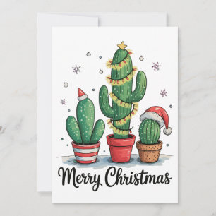 Cartes Pour Fêtes Annuelles Joyeux Noël Cactus Arbre Lumineuses Fêtes de Noël