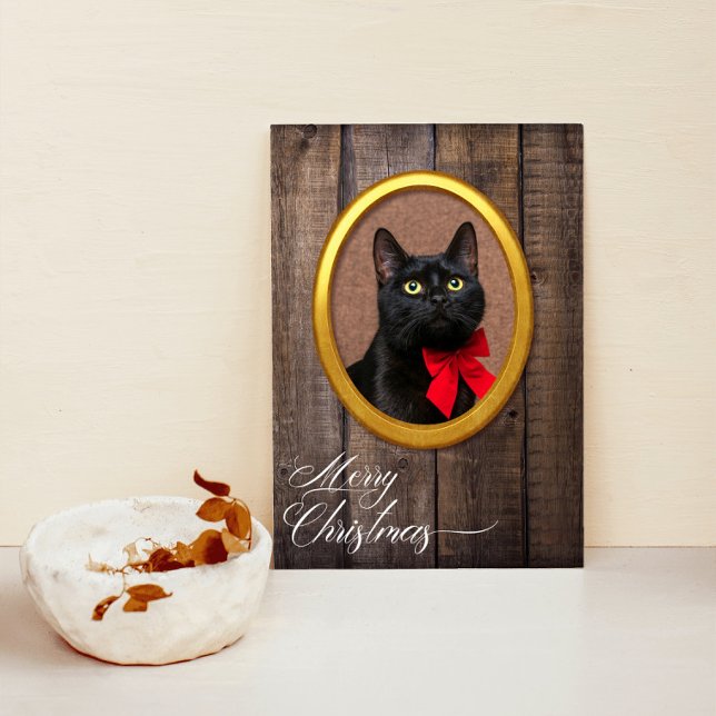 Cartes Pour Fêtes Annuelles Joyeux Noël Cadre Doré Rustique Mignon Ajouter une (Créateur téléchargé)