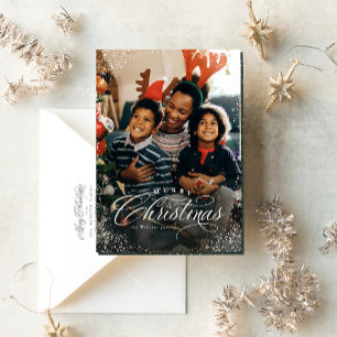 Cartes Pour Fêtes Annuelles Joyeux Noël cadre photo élégant enneigé