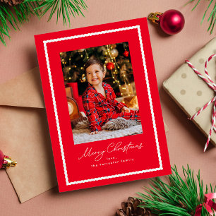 Cartes Pour Fêtes Annuelles Joyeux Noël cadre photo simple rouge et blanc