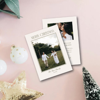 Cartes Pour Fêtes Annuelles Joyeux Noël Cadre Simple Élégant Crème