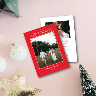 Cartes Pour Fêtes Annuelles Joyeux Noël Cadre Simple Élégant Fête Rouge