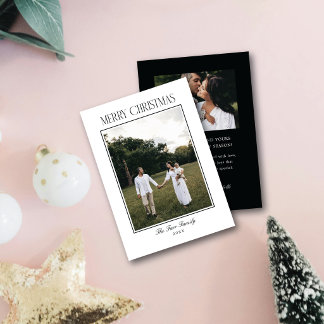 Cartes Pour Fêtes Annuelles Joyeux Noël Cadre Simple et Élégant Noir et Blanc