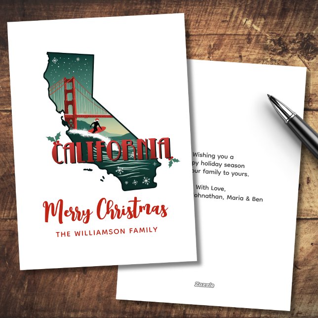 Cartes Pour Fêtes Annuelles Joyeux Noël California State Holiday Card (Personalize with Family name, and message.  Matching items in the collection)