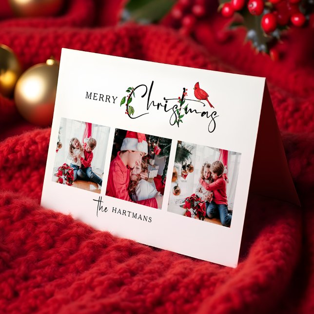 Cartes Pour Fêtes Annuelles Joyeux Noël Calligraphie Botanique 3 Photo (Créateur téléchargé)