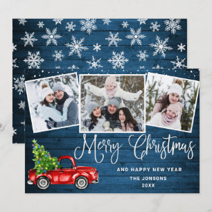 Cartes Pour Fêtes Annuelles Joyeux Noël Camion de ferme rouge 3 Photo