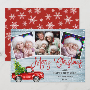 Cartes Pour Fêtes Annuelles Joyeux Noël Camion de ferme rouge 3 Photo