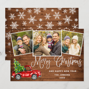Cartes Pour Fêtes Annuelles Joyeux Noël Camion de ferme rouge 3 Photo