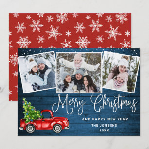 Cartes Pour Fêtes Annuelles Joyeux Noël Camion de ferme rouge 3 Photo