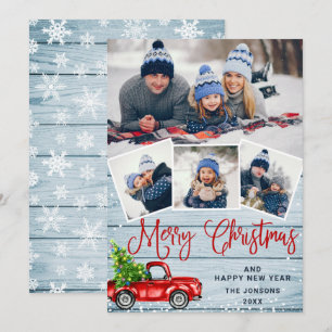 Cartes Pour Fêtes Annuelles Joyeux Noël Camion de ferme rouge 4 Photo