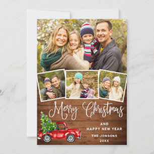 Cartes Pour Fêtes Annuelles Joyeux Noël Camion de ferme rouge 4 Photo