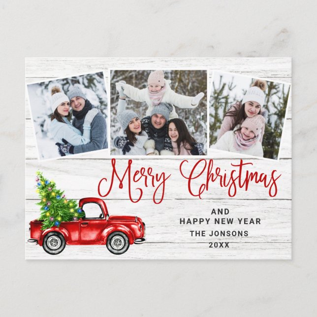 Cartes Pour Fêtes Annuelles Joyeux Noël Camion rouge Russe PHOTO (Devant)