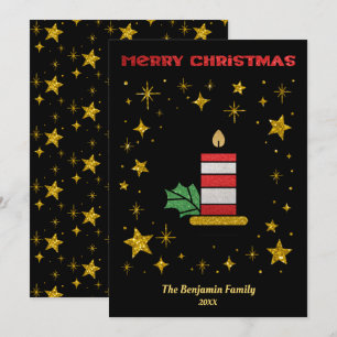 Cartes Pour Fêtes Annuelles Joyeux Noël Candle Stars Parties scintillant Éléga