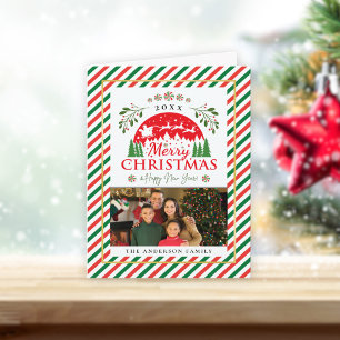 Cartes Pour Fêtes Annuelles Joyeux Noël Canne à Sucre Rouge Vert Photo Pliée