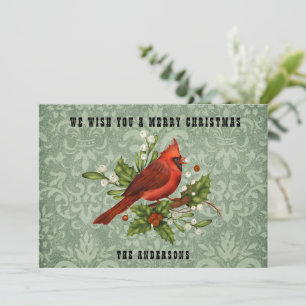 Cartes Pour Fêtes Annuelles Joyeux Noël Cardinal Rouge Vintage