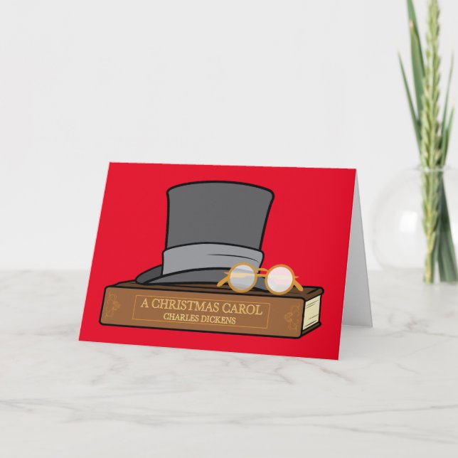 Cartes Pour Fêtes Annuelles Joyeux Noël Carol avec chapeau et Spectacles (Devant)
