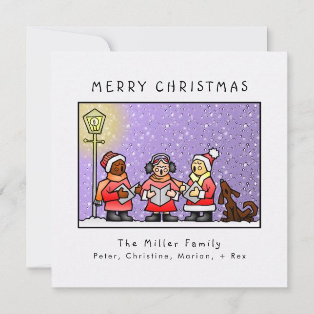 Cartes Pour Fêtes Annuelles "Joyeux Noël" Caroleurs amusants personnalisés (Devant)
