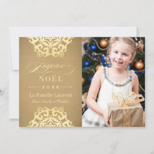 Cartes Pour Fêtes Annuelles Joyeux Noël Carte-Photo Papier Kraft et Or