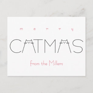 Cartes Pour Fêtes Annuelles Joyeux Noël Catmas Funny Chat Typographie noire