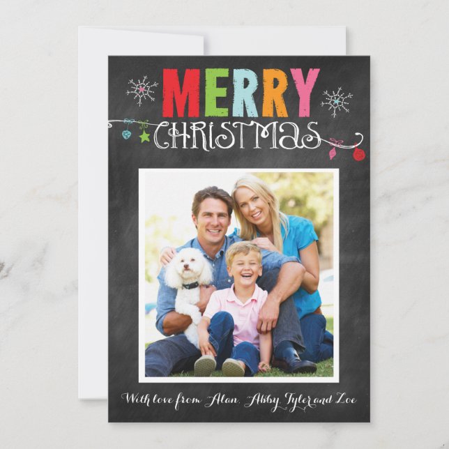 Cartes Pour Fêtes Annuelles Joyeux Noël Chalkboard Doodle (Devant)