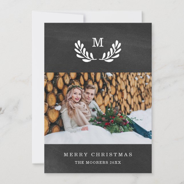 Cartes Pour Fêtes Annuelles Joyeux Noël | Chalkboard Look avec photo (Devant)