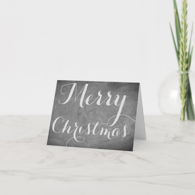 Cartes Pour Fêtes Annuelles Joyeux Noël Chalkboard Typographie noir blanc (Devant)