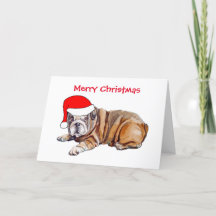 Joyeux Noël Chapeau de Santa Bulldog Mignon