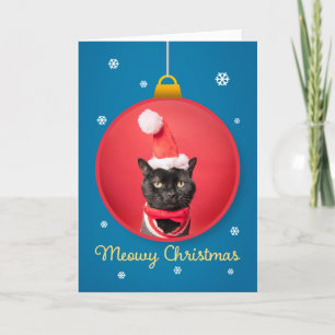 Cartes Pour Fêtes Annuelles Joyeux Noël Chat Mignon avec Chapeau de Père Noël 