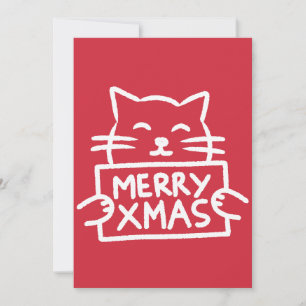 Cartes Pour Fêtes Annuelles Joyeux Noël Chat Mignon Dessiné à la Main