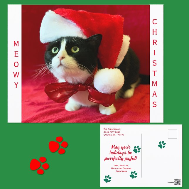 Cartes Pour Fêtes Annuelles Joyeux Noël Chat Smoking (Créateur téléchargé)