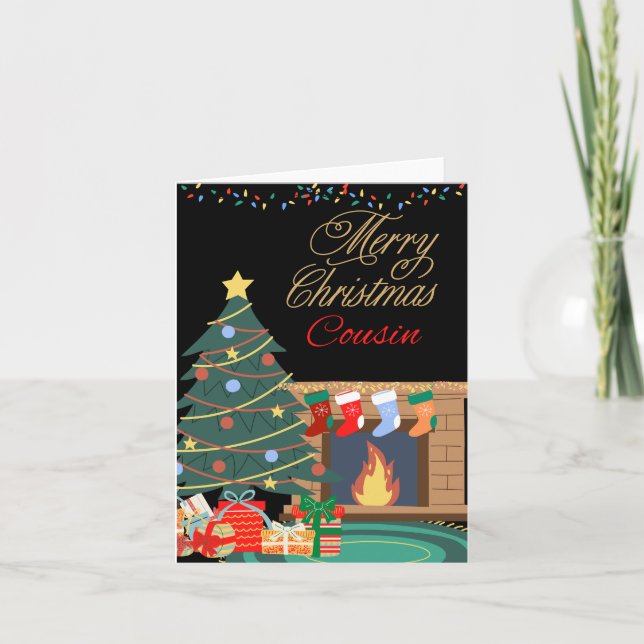Cartes Pour Fêtes Annuelles Joyeux Noël cheminée Cousin (Devant)