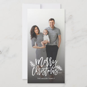 Cartes Pour Fêtes Annuelles Joyeux Noël Chic Main Lettré Photo de vacances