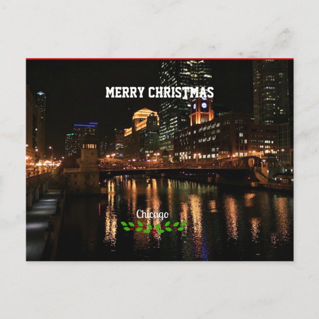 Cartes Pour Fêtes Annuelles Joyeux Noël - Chicago Skyline (Devant)