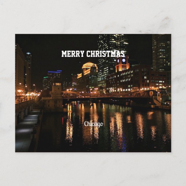 Cartes Pour Fêtes Annuelles Joyeux Noël - Chicago Skyline (Devant)
