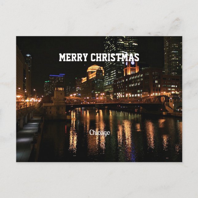 Cartes Pour Fêtes Annuelles Joyeux Noël - Chicago Skyline (Devant)