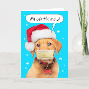 Cartes Pour Fêtes Annuelles Joyeux Noël Chien qui parle étouffé dans un masque