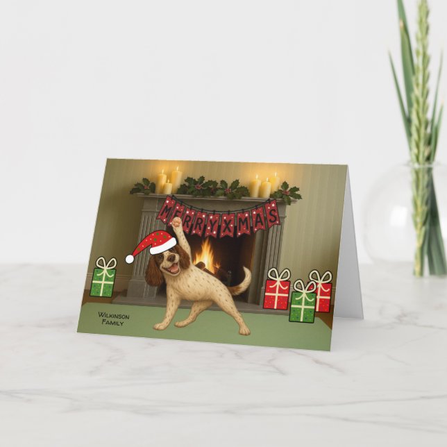 Cartes Pour Fêtes Annuelles Joyeux Noël chien yoga  (Devant)